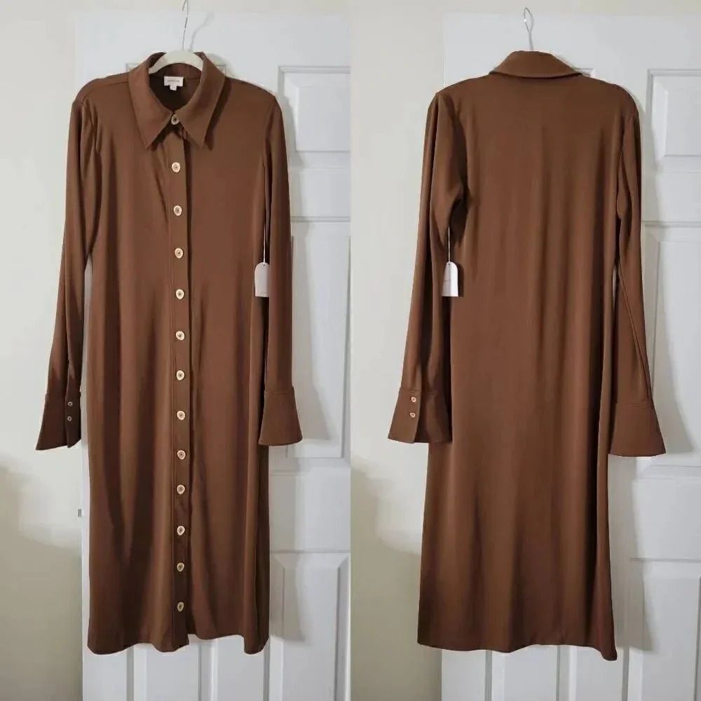 Song of style alice midi dress in chocolate brown Large NWT - Picture 4 of 12